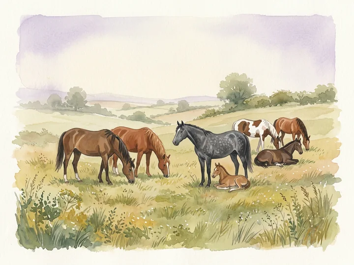 Herd behaviour: Horses are herd animals with fixed bonds and roles. Much behaviour only makes sense in the context of the group.