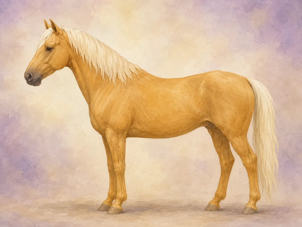 Palomino: En palomino kendes pa den gyldne pels med lys, naesten hvid man og hale.
