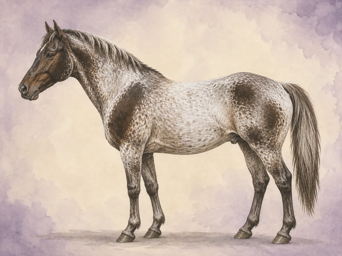 Varnish roan: En appaloosaform af roaning med morke varnish marks pa knoglepunkterne.
