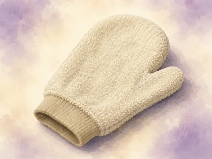 Waschhandschuh: Ein Waschhandschuh ist ein Handschuh oder Tuch, das nass zum Waschen oder Abwischen benutzt wird.