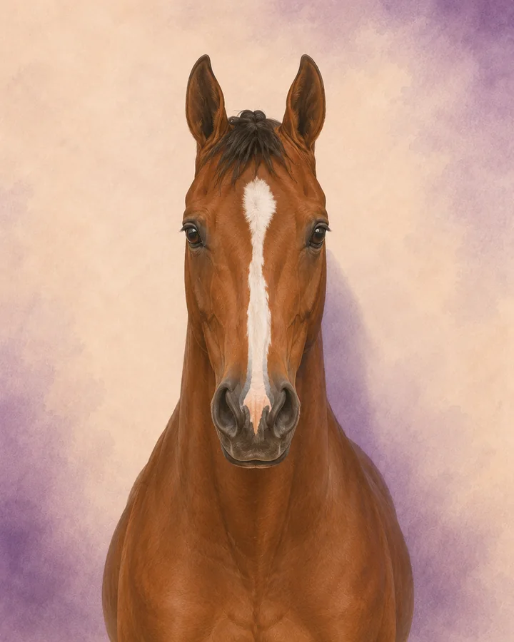 Portrait de face du Sang chaud belge (BWP), montrant la tête et l'encolure caractéristiques de la race.