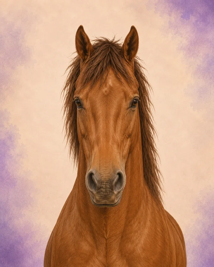 Portrait de face du Brumby, montrant la tête et l'encolure caractéristiques de la race.