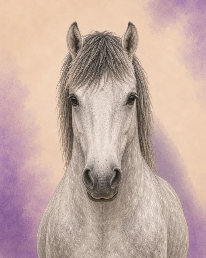 Portrait de face du Criollo, montrant la tête et l'encolure caractéristiques de la race.
