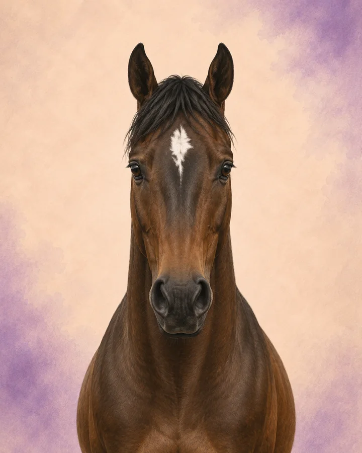 Portret van de Hannoveraan van voren, met de kenmerkende hoofd- en halsvorm van het ras.