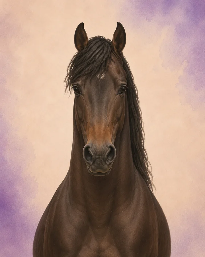 Front-facing portrait of the Morgan, showing the breed's characteristic head and neck.