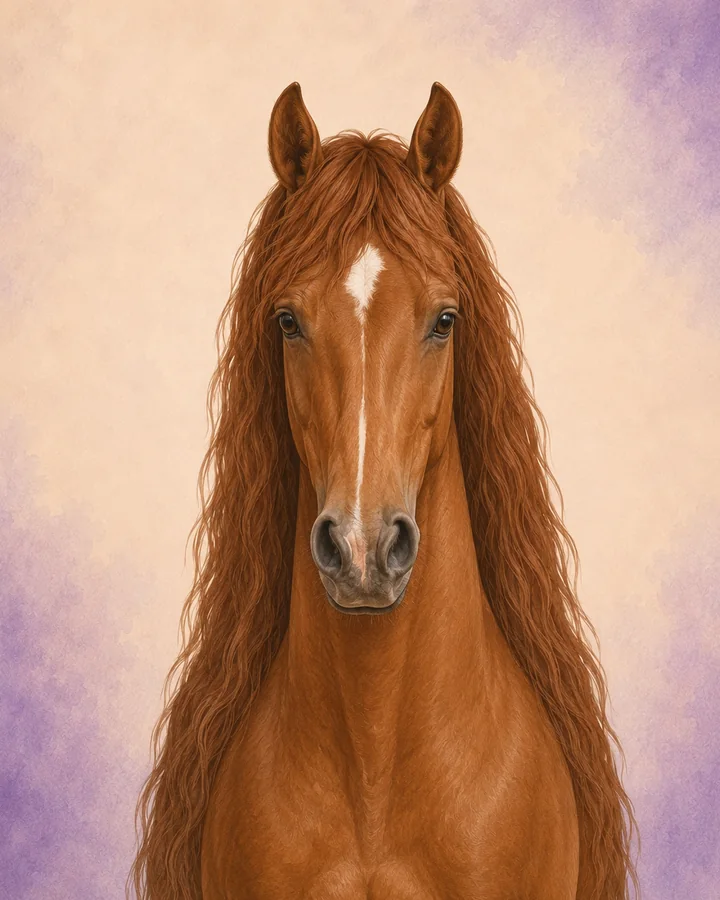 Portrait de face du Paso Fino, montrant la tête et l'encolure caractéristiques de la race.