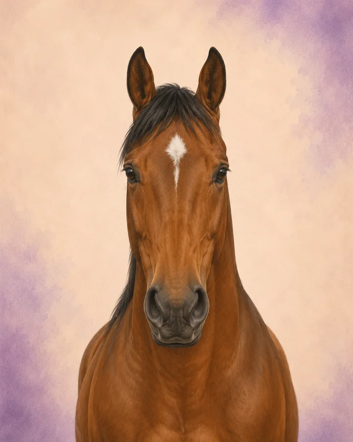 Front-facing portrait of the Standardbred, showing the breed's characteristic head and neck.