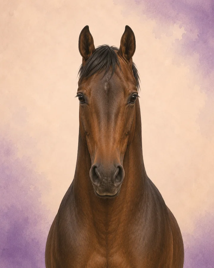 Portret van de Zweeds warmbloed paard van voren, met de kenmerkende hoofd- en halsvorm van het ras.