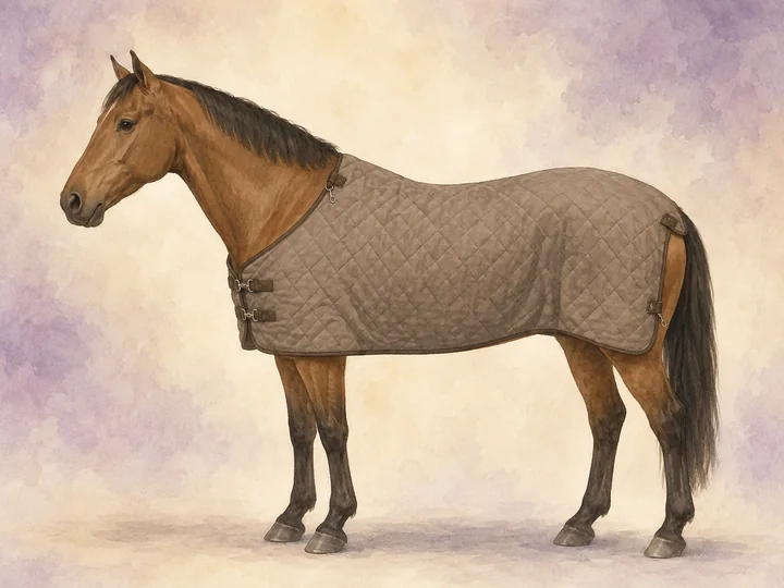Sous-couverture: Une sous-couverture est une couche isolante supplementaire portee sous une couverture d'exterieur ou d'ecurie.